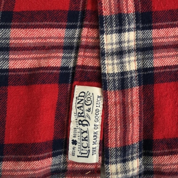 Lucky Brand Mens Red Plaid Flannel Button Up Outdoor Western Size XXL - Picture 8 of 11
